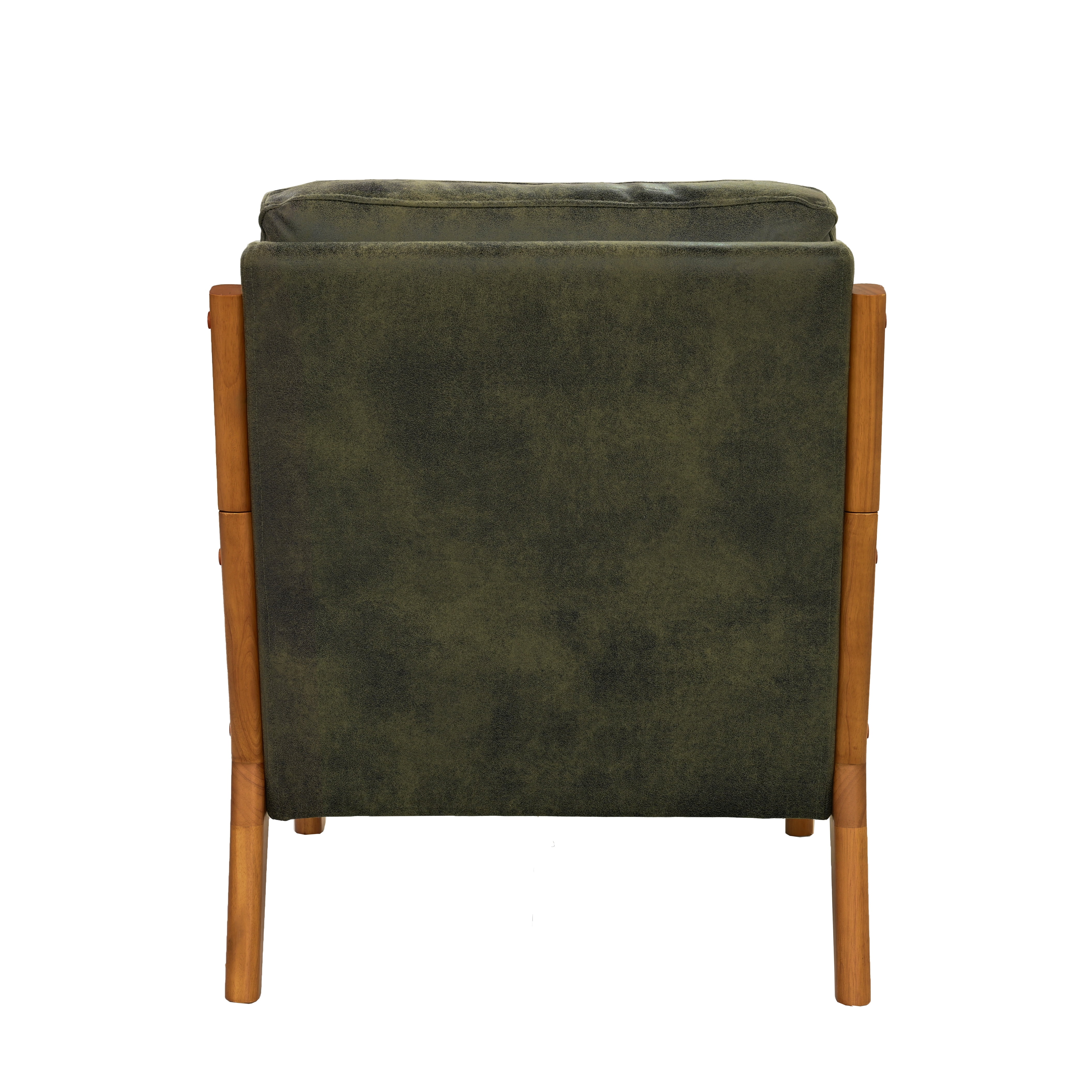Foil Fabric Accent Chair with Solid Wood Frame, Modern Lounge Chair and Curved Armrest Reading Chair for Living Room Bedroom, Olive Green