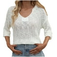thumbnail image 2 of Lilgiuy Women's Plus-Size Loose Solid Color V-Neck Pullover Sweater for Going Out, 2 of 5