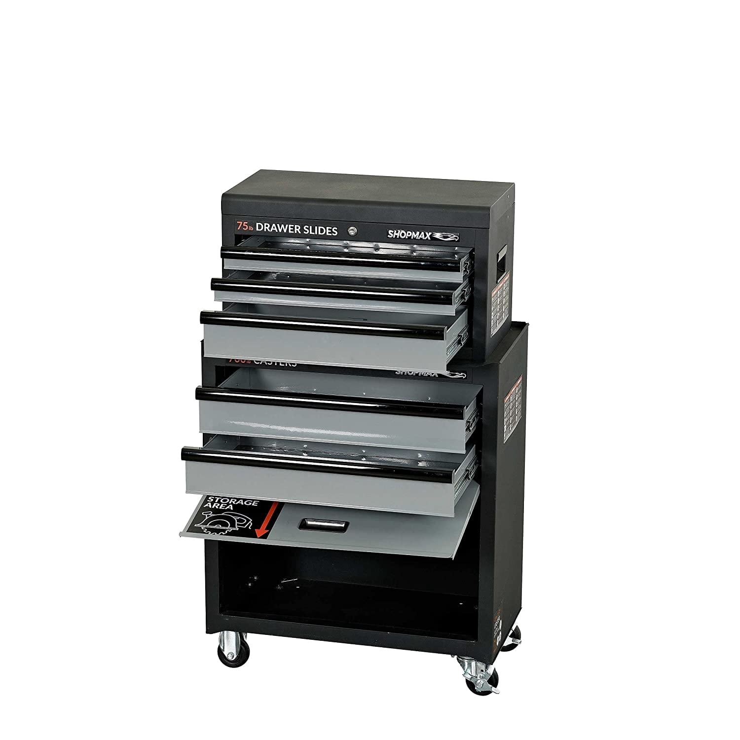 27 in. 5 Drawer + 1 Panel Door Tool Chest and Rolling Cabinet Combo