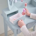 thumbnail image 7 of Teamson Kids Heart-Shaped Wooden Vanity Set with LED Lights, Triple Mirror & Storage Drawers, Blue, 7 of 7