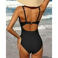 thumbnail image 5 of Attraco Women's One Piece Swimsuit Ruched Tummy High Cut Open Back V Neck Monokini, 5 of 7