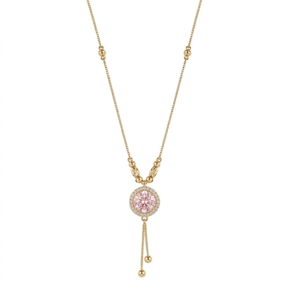 AlKhalil - Elegant - Necklace with Pink Gems and Adjustable Tassel Pendant