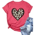 thumbnail image 3 of Valentine's Day Heart Print Casual Short Sleeve T Shirt For Women Fashionable Holiday Tops Women Running Shirt Polyester Long Sleeve Medium T Shirt Spandex T Shirts for Women Athletic Women Tees for, 3 of 3