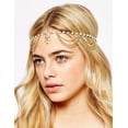 thumbnail image 1 of Delicada cadena para la cabeza para mujer, cadena para la cabeza de novia con cristales de diamantes de imitación en tono dorado, accesorio para el cabello de boda, joyería de disfraz india, diadema, 1 of 6
