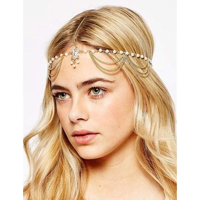 Delicada cadena para la cabeza para mujer, cadena para la cabeza de novia con cristales de diamantes de imitación en tono dorado, accesorio para el cabello de boda, joyería de disfraz india, diadema