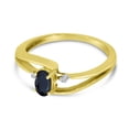 thumbnail image 3 of 14k Yellow Gold Oval Sapphire And Diamond Wave Ring, 3 of 6