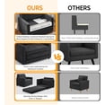 thumbnail image 2 of VINGLI Chenille Solid Wood + Metal Futon Frames, Black, 2 of 18