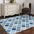 thumbnail image 3 of Blue Grey Area Rugs 3x5 ft Geometric Morocco Quatrefoil Lattice Washable Rug Non Slip Indoor Carpet Absorbent Floor Mat for Living Room Bedroom Dining Room, 3 of 9