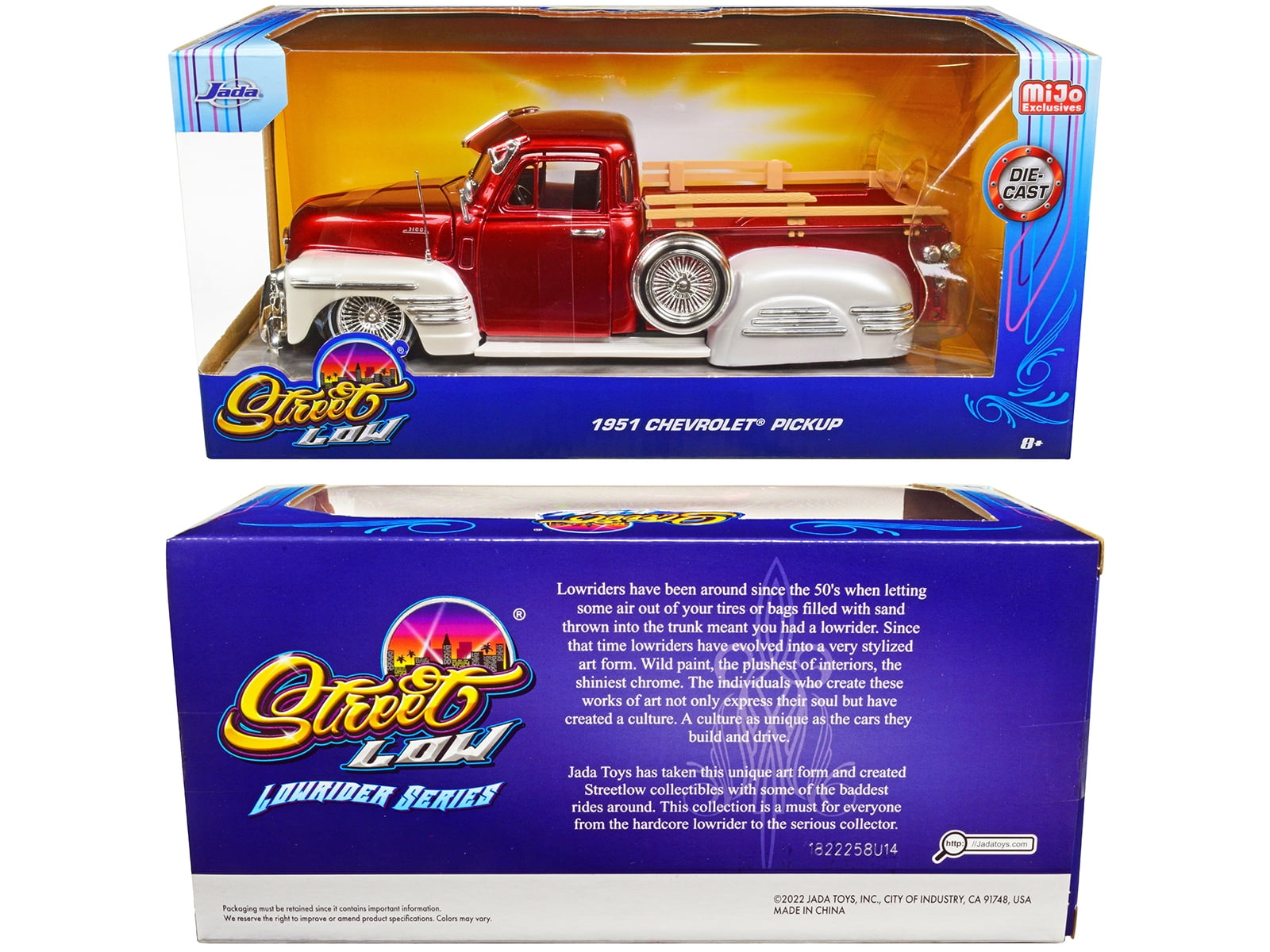 Jada 1951 Chevrolet 3100 Pickup Truck Lowrider Candy Red and