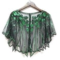 thumbnail image 3 of HNMKIU Women Lightweight Shawl Wrap Mesh Loose Cloak Shawl Dress Wrapped With Party Banquet Sequin Sweetheart Stole Scarf Women's Evening Wraps Green,One Size, 3 of 3