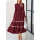 thumbnail image 5 of Vestido midi PRETTYGARDEN de manga larga para mujer, color rojo vino, 5 of 9