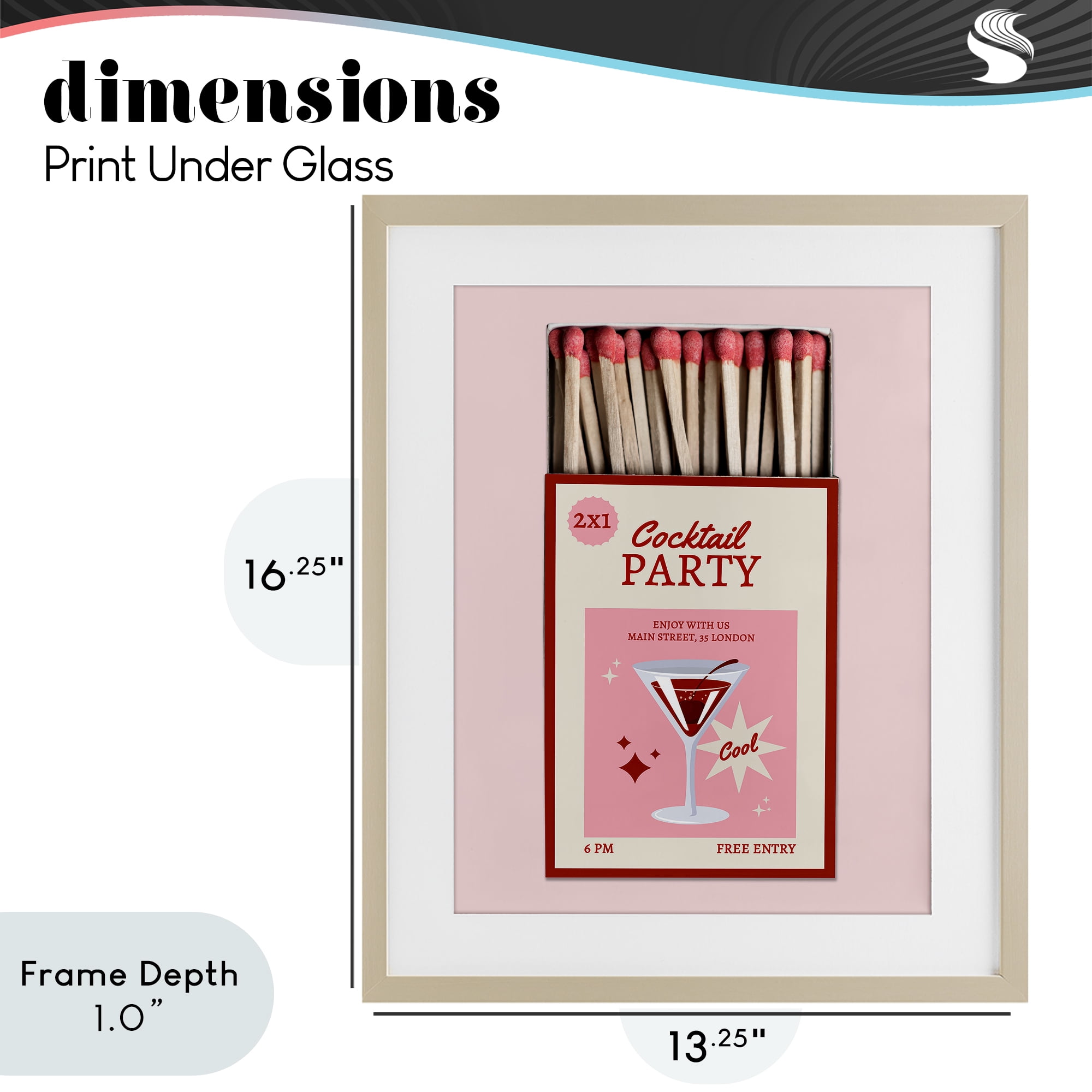 Stupell Industries Cocktail Party Matchbox Birch Framed Print Under Glass, design by CAD Designs