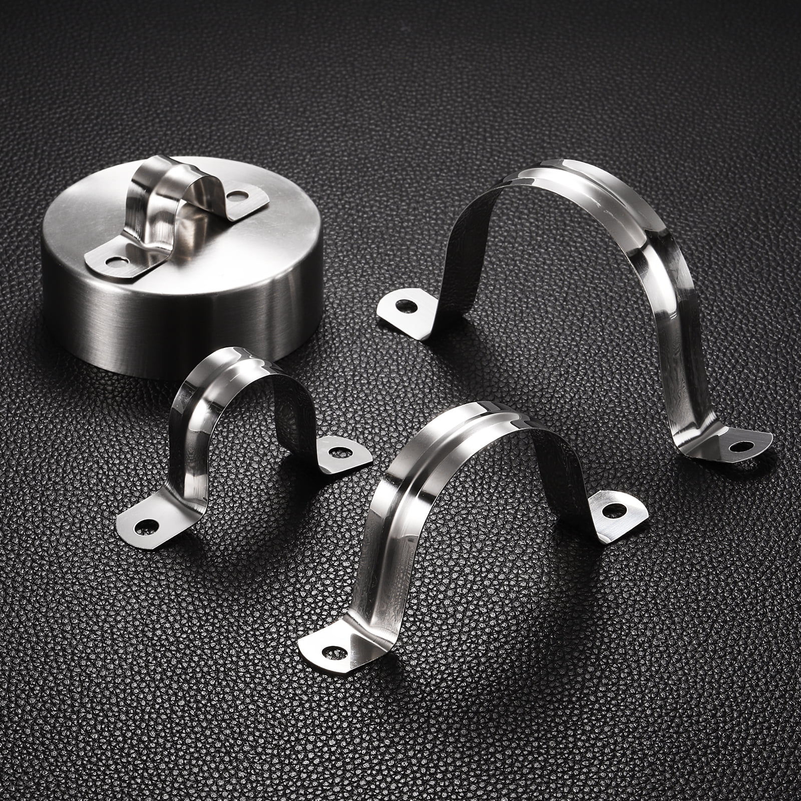 8Pcs 200mm(7-7/8") Stainless Steel Coated Cushioned Insulated Cable Clamp 2 Hole U-Tube Strap Clamp, Silver