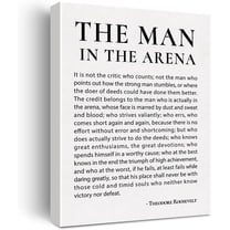 Inspirational Canvas Wall Art Motivational the Man in the Arena Quote Canvas Print Positive Speech Quotes Canvas Painting Office Home Wall Decor Framed Gift 12x15 Inch