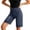 Dark Blue, variant on Swanpen Women's High Waist Stretchy Denim Bermuda Shorts, Elastic Waist Pull-On Biker Shorts with Pockets