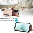 thumbnail image 2 of for iPhone 16 Case Wallet for Women, Removable Adjustable Shoulder Strap Flip PU Leather Slim Back Zipper Purse Case with Card Slot Holder Stand RFID Blocking Magnetic Buttons, Rosegold, 2 of 8