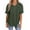 Olive Green, variant on WREESH Women's Linen Button Down Shirt Short Sleeve V Neck Casual Solid Loose Summer Tunic Tops