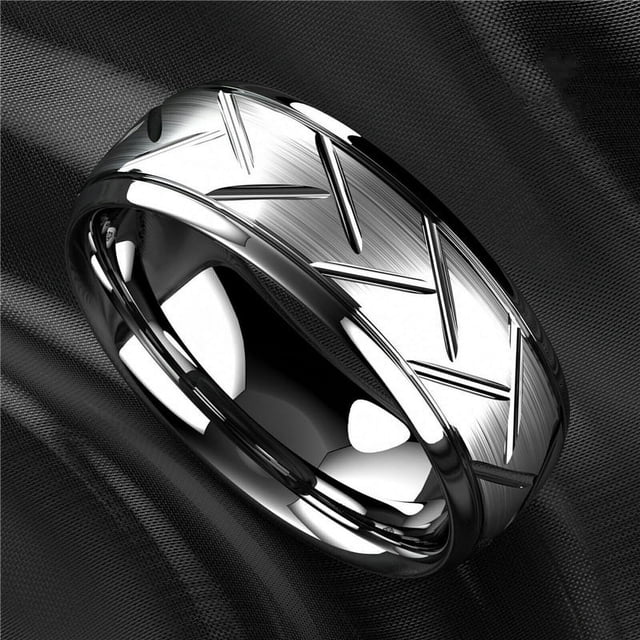 1pc Black Titanium Steel Ring - Fashionable Men's Ring with Groove Tire Design - High Quality Stainless Steel Jewelry for Art Lovers