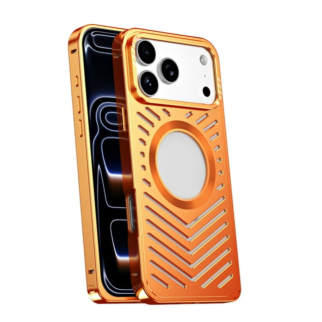 Case for iPhone 17 Pro Max/17 Pro/17, Wireless Charging Case Aluminum Alloy Heavy-Duty Tough Shell