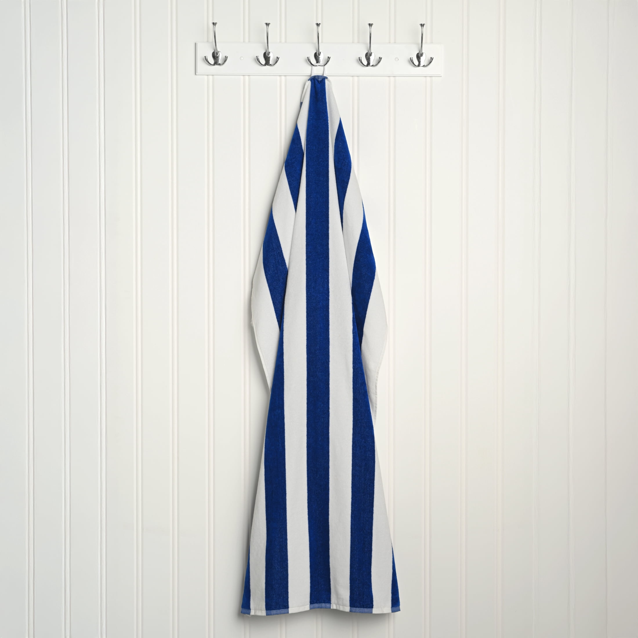 Mainstays Cabana Stripe Beach Towels, 4 Pack, 58 in x 28 in, Blue