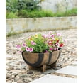 thumbnail image 4 of Gardenised QI003695 Rustic Wood-Look Plastic Half Barrel Flower Pot Garden Planter, Pack, 4 of 9