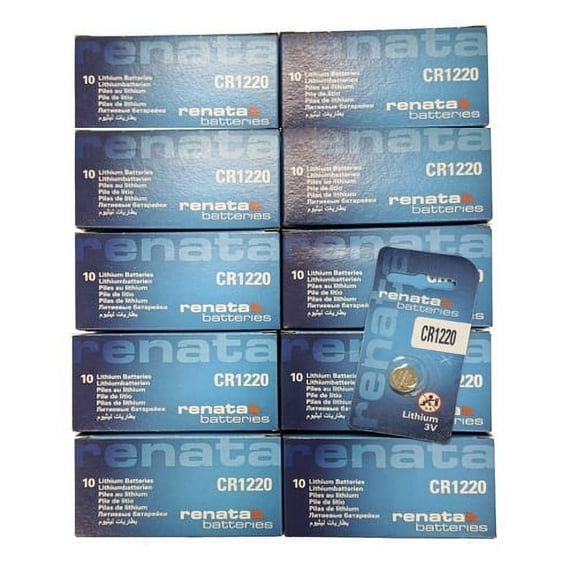 renata CR1220 (100 Pack) Lithium Batteries 3V 38mAh - SWISS MADE (NO MERCURY)