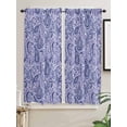 thumbnail image 5 of Purple Navy Blue Bathroom Window Curtain, Retro Botanical Abstract Art Light Filtering Coffee Kitchen Curtains, Bedroom Living Room Curtains 2 Panel 84"x63", 5 of 6
