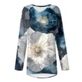 thumbnail image 4 of Women's Fashionable Casual Long-Sleeved Retro Print V-Neck Mid-Length Top, 4 of 5