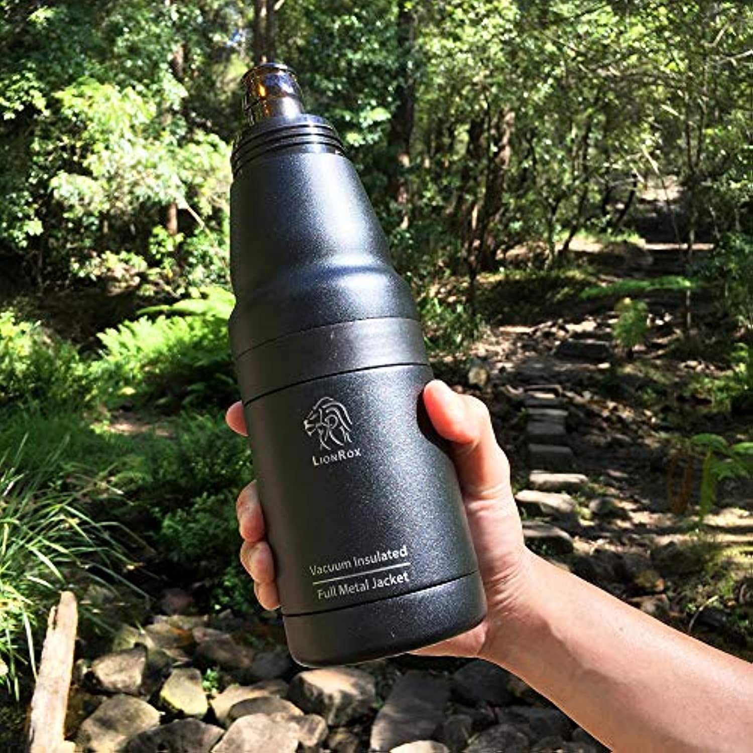 LionRox Chillax12 Beer Bottle and Can Insulator , Fully Vacuum Insulated Double Walled Stainless Steel Beer Bottle and Can Cooler , Beer Bottle and Can Holder (Navy Blue)