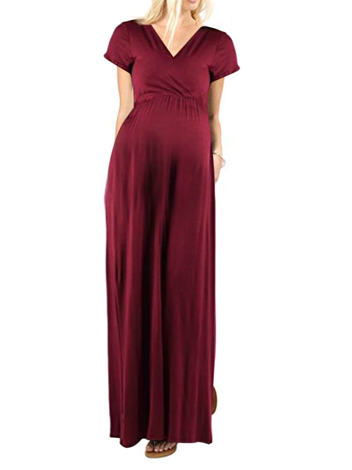 dark red maternity dress