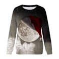 thumbnail image 3 of Chandail en Molleton de Noël pour Femmes Col Rond Pull Chaud Manches Longues Cardigan de Vacances Imprimé Mode Pull Mi-Long, 3 of 4