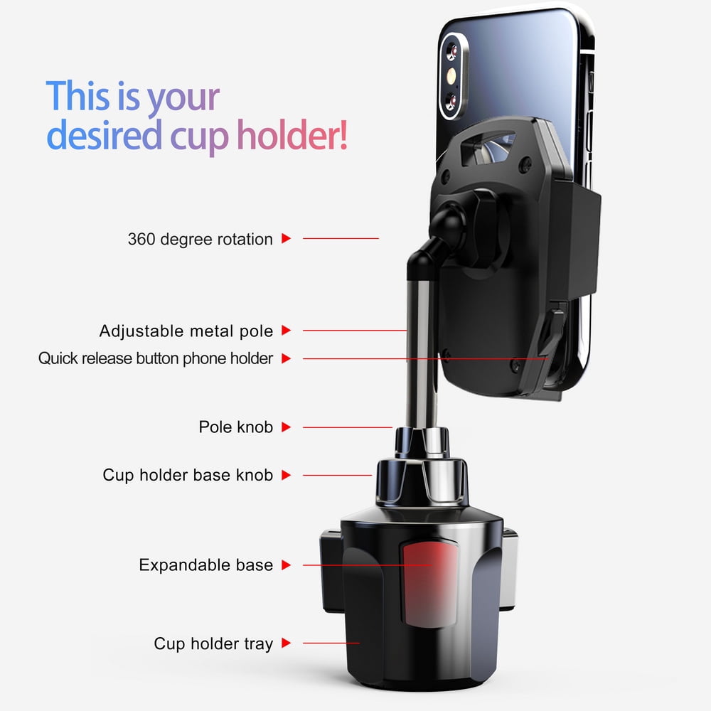 #68 UNIVERSAL HIGH QUALITY ADJUSTABLE CUP HOLDER PHONE MOUNT WITH EXTENDABLE NECK FOR BETTER VIEWING AND QUICK LOCK & RELEASE BUTTON