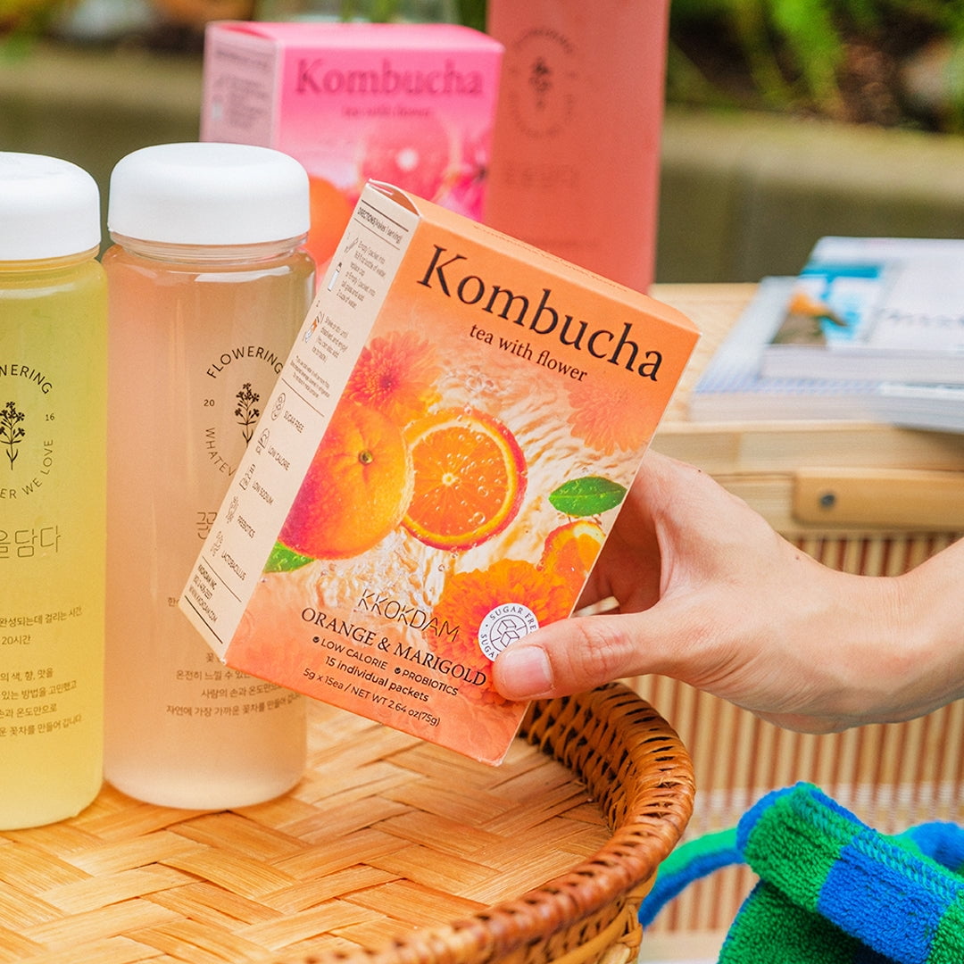 KKOKDAM Flower Kombucha Tea Powder Bulk Pouch 500g - Graprefruit&Hibiscus