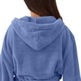 thumbnail image 4 of Womens Hooded Robes Terry Cloth Bathrobe Soft Fleece Plush Long Sleeve Night-Robe with Pocket Sleepwear Nightwear Pjs, Blue, Free Size, 4 of 4