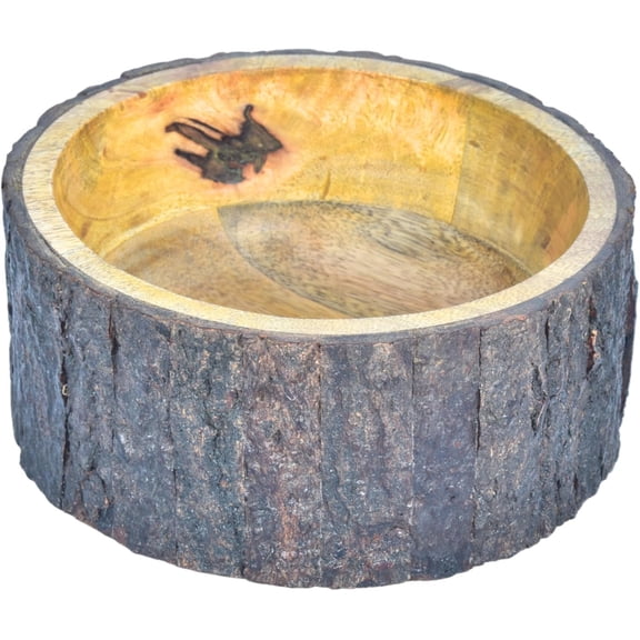 Handcrafted Mango Decorative Bowl with Bark - Rustic Wooden Centerpiece Bowl for Potpourri, Candy Dish, Key Holder & Small Fruit Display - & Boho Decor Accent (7 Inch)