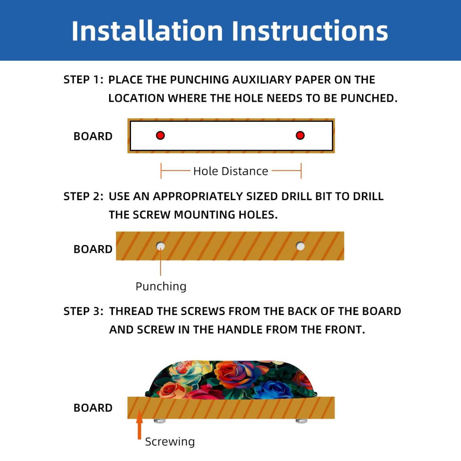 PhooArto 6 Pcs Cup Drawer Pulls, Colorful Rose Flower Pattern Shell Shape Handles Cabinet Knobs for Dresser Cupboard Closet Wardrobe with Screws