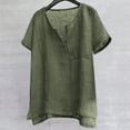 thumbnail image 2 of outfmvch t shirts for men cotton linen henley shirt short sleeve hippie casual comfort beach yoga t shirts womens tops army green, 2 of 6