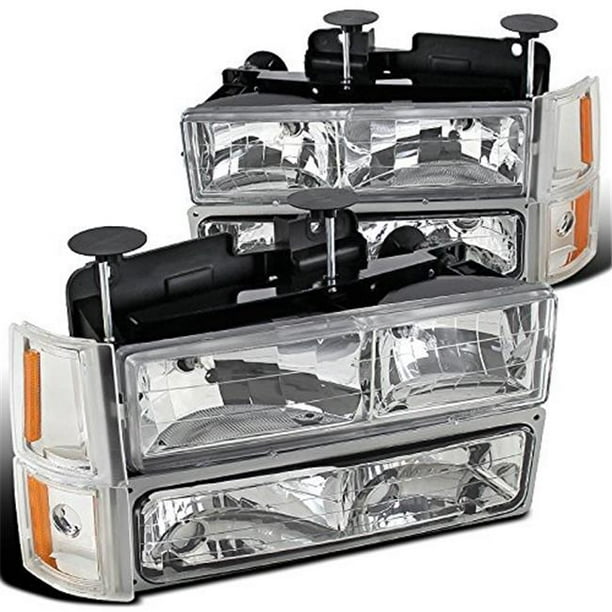 Headlights Set for 1994-1998 GMC Sierra - Chrome - Walmart.com