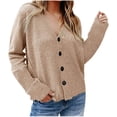 thumbnail image 1 of Cárdigan de lana de manga larga con cuello en V para mujer, Tops de punto con botones Pompotops gfhjh12014, 1 of 4