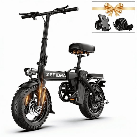 Folding Electric Bike for Adults, 14'' Ebike, 48V 10Ah Battery,City Commuter Electric Bicycle, UL2849