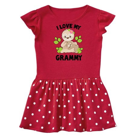 

Inktastic Cute Sloth I Love My Grammy with Green Leaves Gift Baby Girl Dress