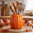 thumbnail image 3 of 6.7 Inch Resin Pumpkin Vase, Large Orange Pumpkin Utensil Holder,Pumpkin Flower Vase, Decorative Plant Pots, Fall Kitchen Decor, Halloween, Autumn , Thanksgiving, Farmhouses Home Decorations, 3 of 8
