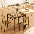 thumbnail image 4 of Aiho 3-Piece Dining Table Set for 2, Space-Saving Small Kitchen Table with 2 Chairs, Compact Breakfast Nook Furniture for Apartment, Dorm Room, Balcony - Retro, 4 of 9
