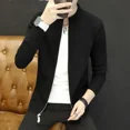 thumbnail image 5 of Suéter de punto para hombre, color sólido, sin capucha, con cuello, ropa para hombre, cárdigan con cremallera, liso, elegante, informal, cuello alto, algodón A, 5 of 5
