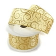 thumbnail image 3 of Ribbon Traditions Glitter Swirl Scrolls Wired Ribbon  2 1/2" by 25 Yards - Gold, 3 of 3