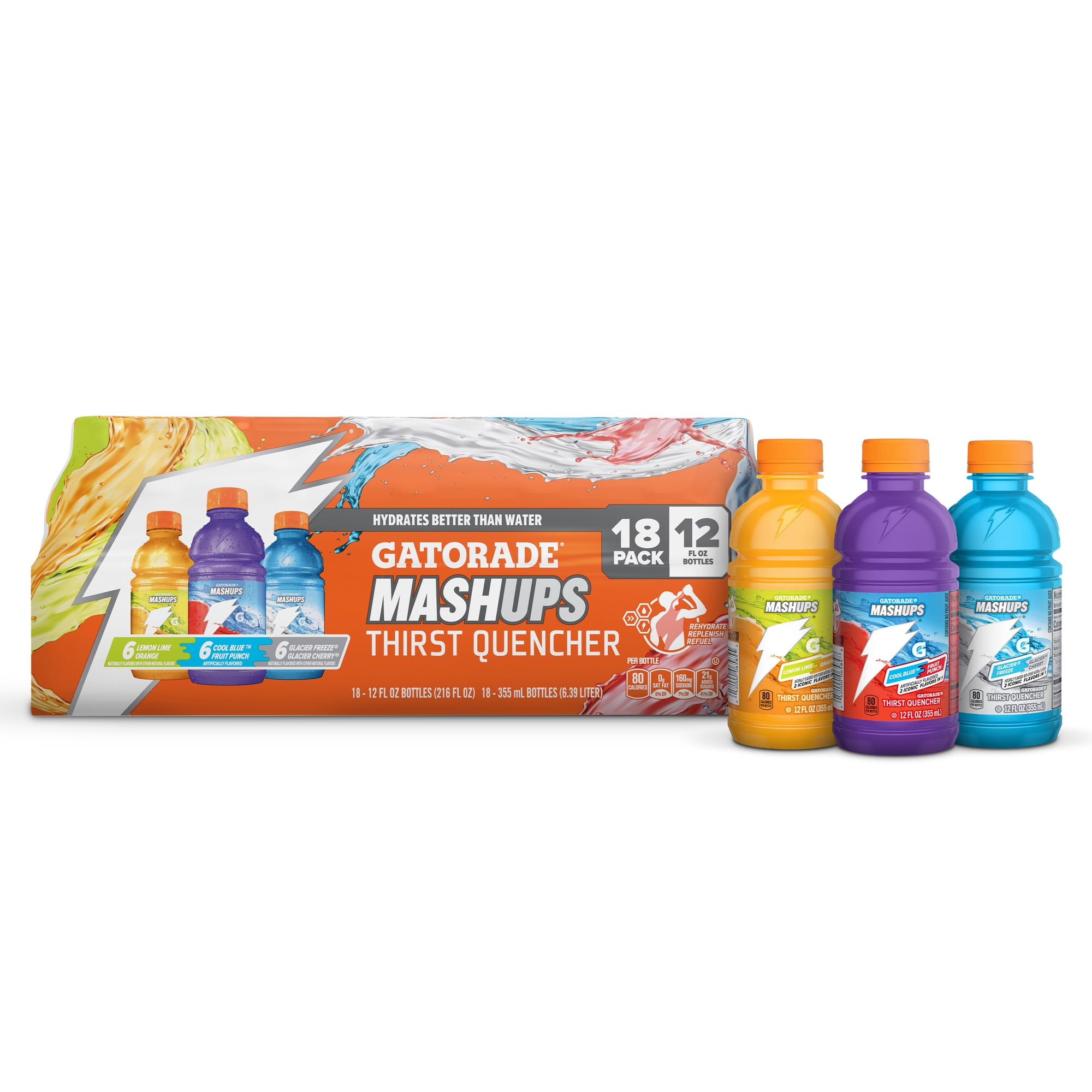 Gatorade Thirst Quencher Electrolyte Sports Drink, Mashups Variety Pack, 12 fl oz, 18 Count Bottles