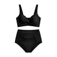 thumbnail image 6 of JAJAHO High Waisted Bikini Sets For Women 2 Piece Swimsuits Twist Front Ruched Tummy Control Stretchy Bathing Suits Versatile Beachwear, 6 of 6