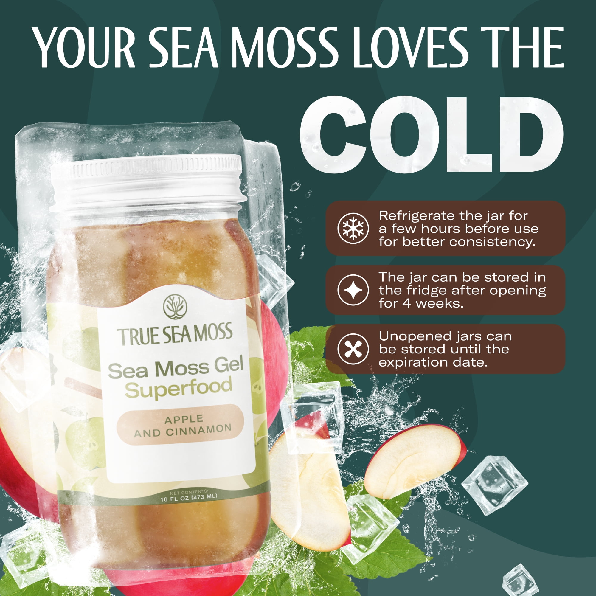 TrueSeaMoss Wildcrafted Irish Sea Moss Gel, Strawberry Flavor