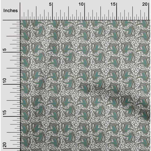 oneOone Silk Tabby Fabric Floral & Paisley Block Print Sewing Fabric BTY 42 Inch Wide