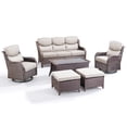 thumbnail image 4 of POCASSY 7-Piece Outdoor Patio Furniture Set with Swivel Chairs, Luxury High Back Rattan Wicker Outdoor Conversation Set with 5-inch Thick Seat Cushion Sofa and Swivel Glider Patio Chair for Porch, 4 of 17